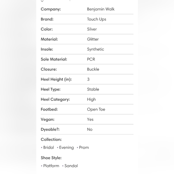 Benjamin Walk NWT Anya Silver Glitter Platform Heeled Sandal Size 7M - Picture 9 of 11